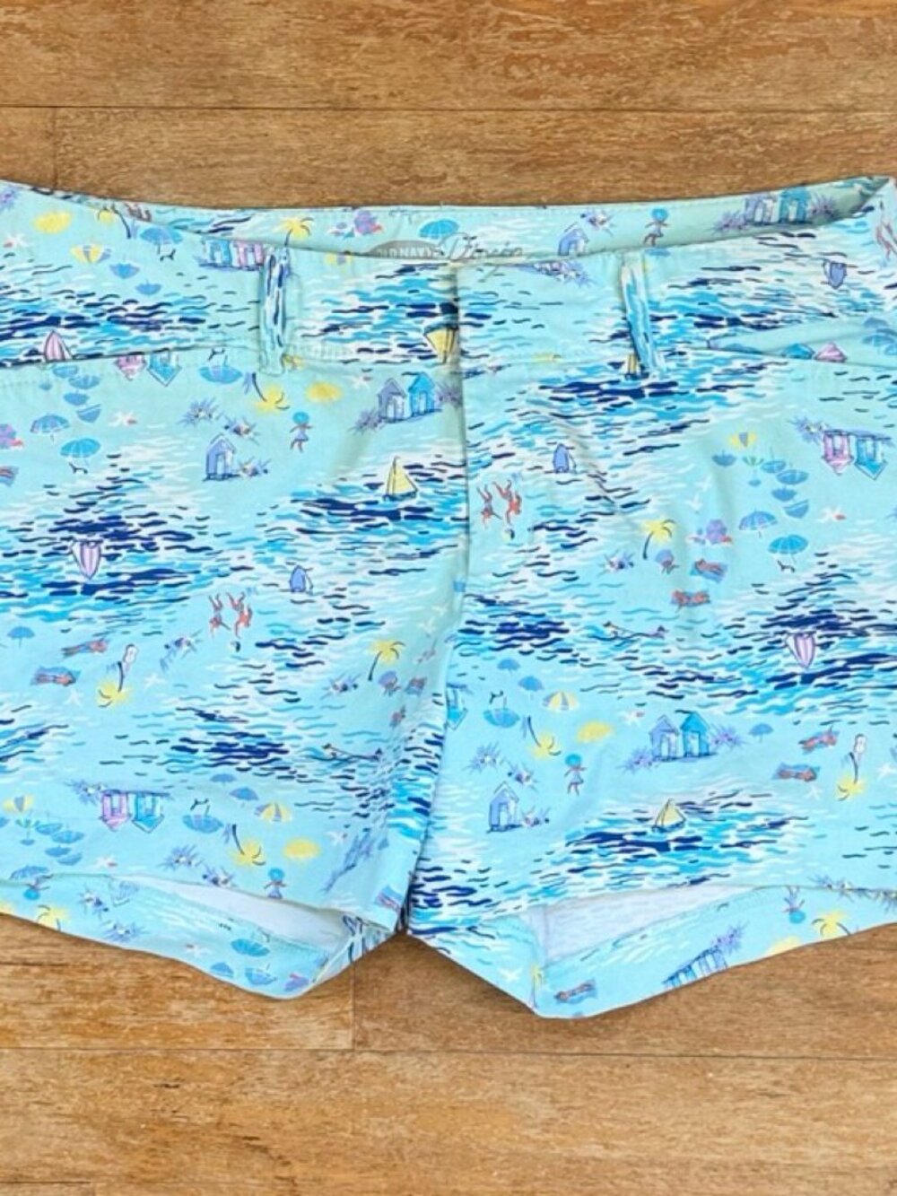 OLD NAVY Shorts Beach Print Blue Short Women's Size 4 Cotton Elastane